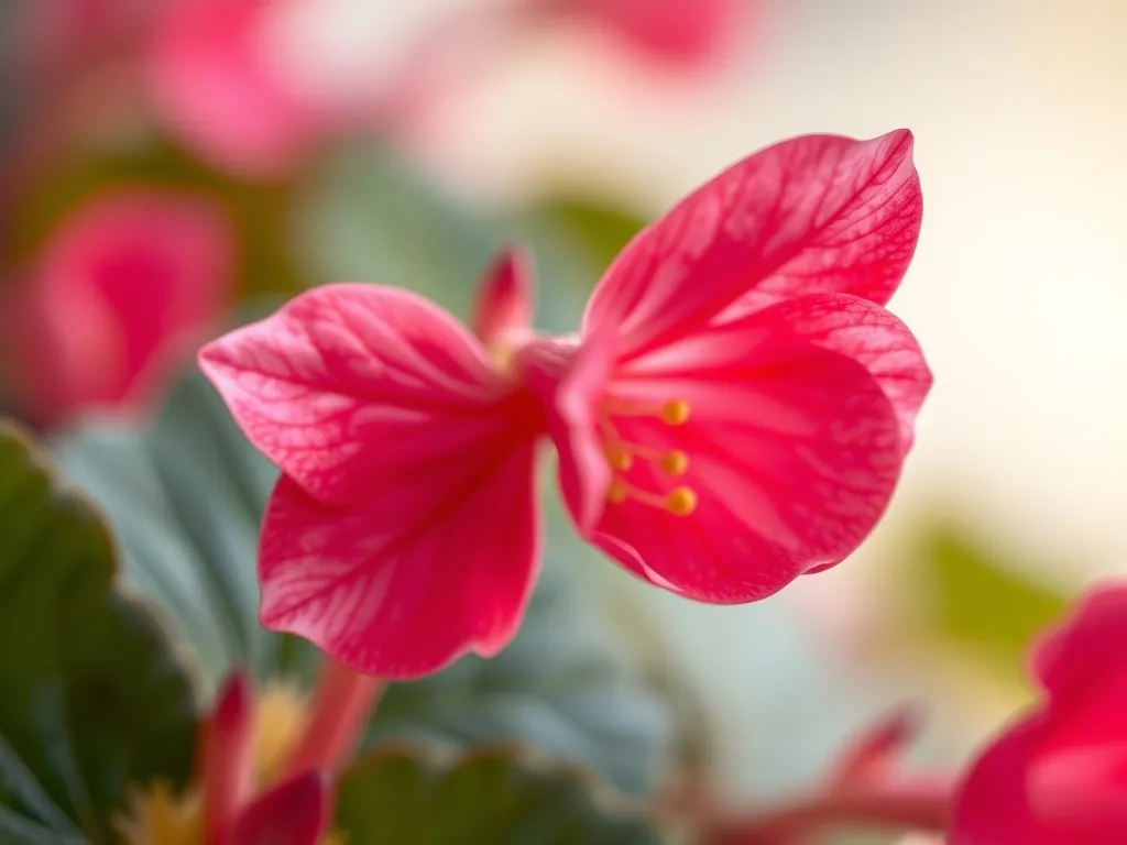 Nahaufnahme einer großen, gefüllten Blüte der Knollenbegonie, die einer Rose ähnelt