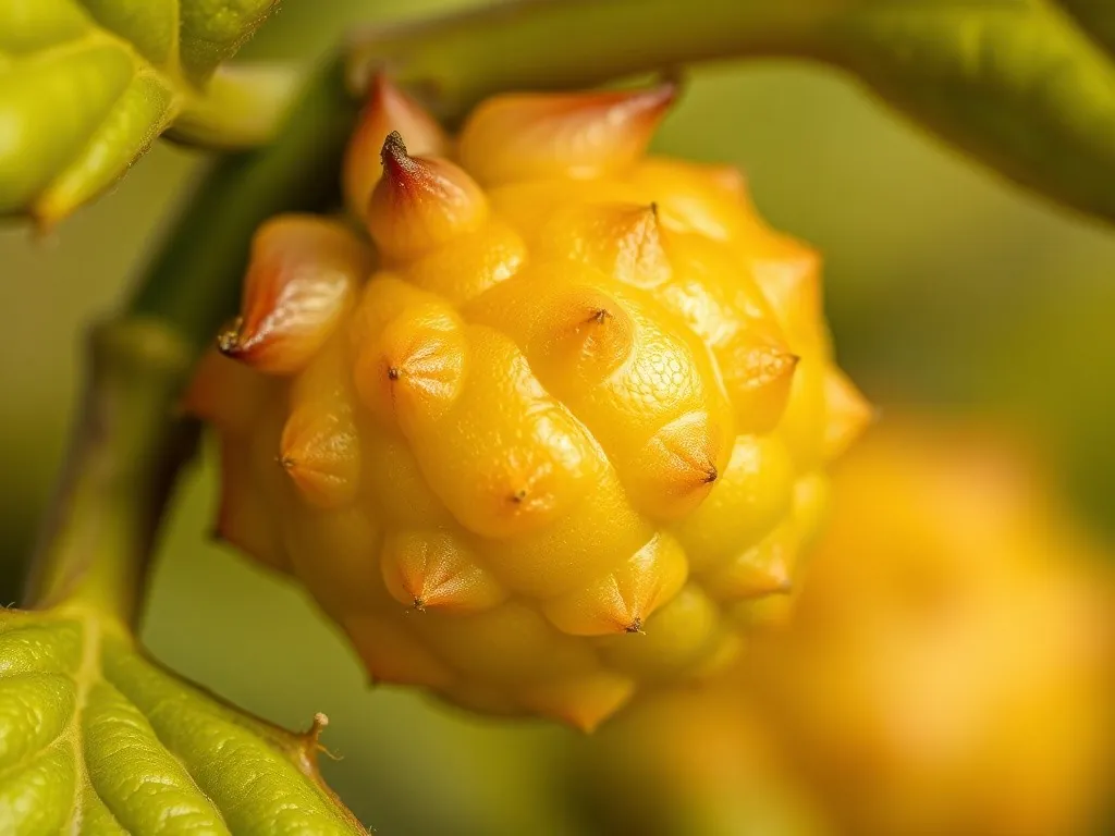 Pale green hop cones hanging from a shoot