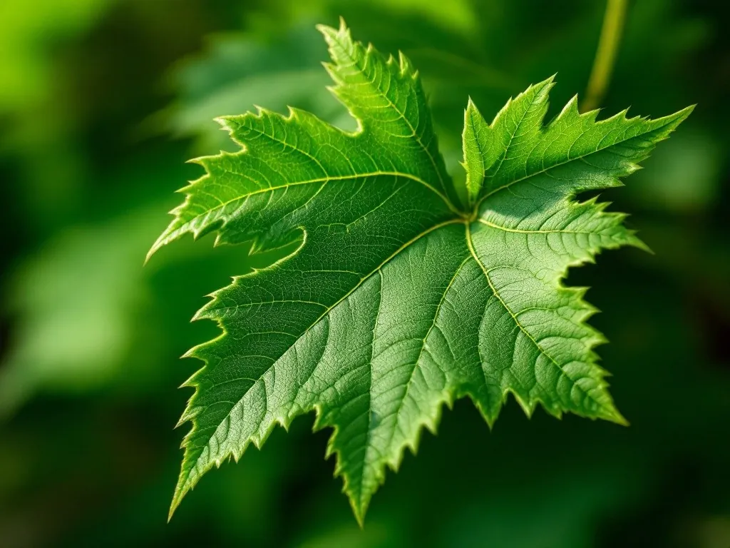 Lobed English oak leaves with acorns