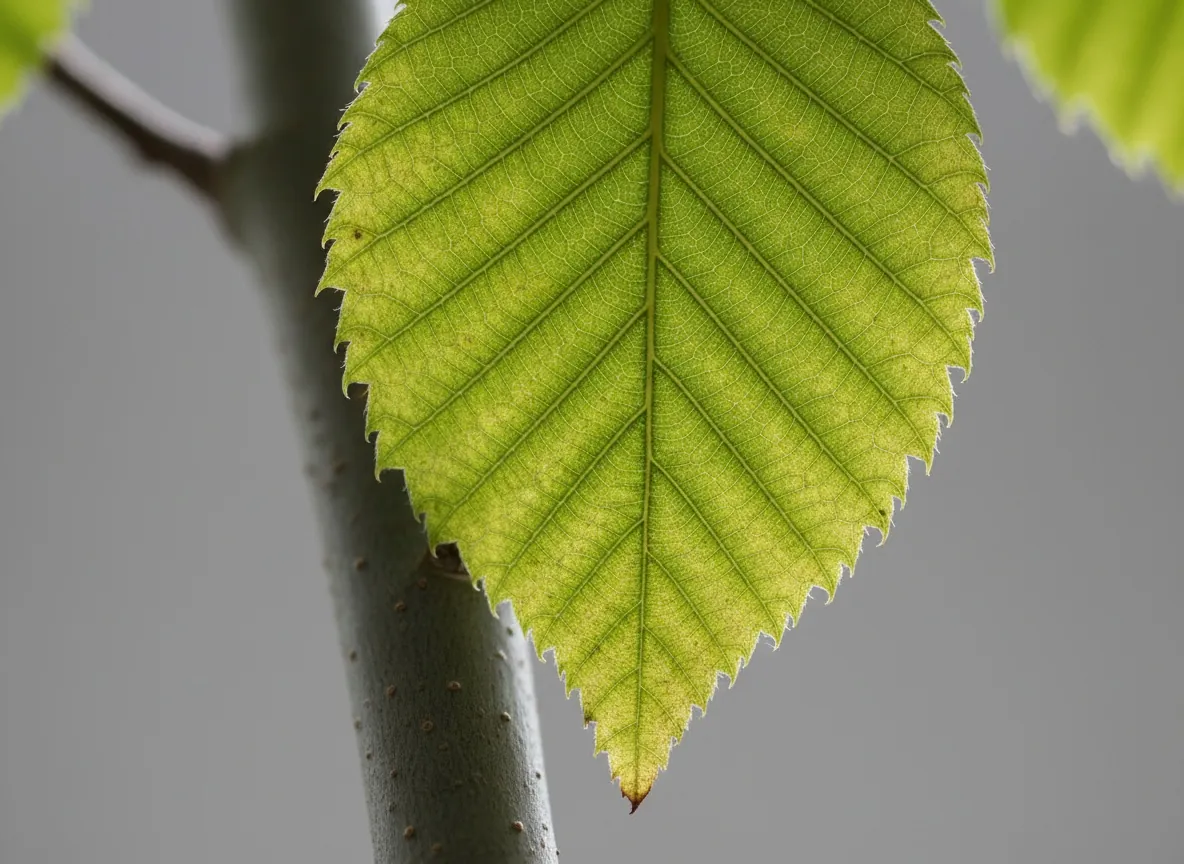 Doubly serrate hornbeam leaves with distinctly impressed veins