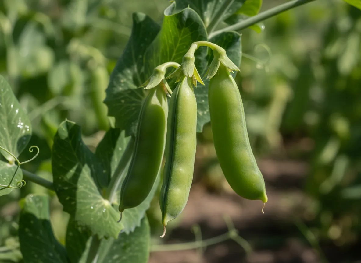 Nahaufnahme grüner Erbsenhülsen mit sichtbaren Samen