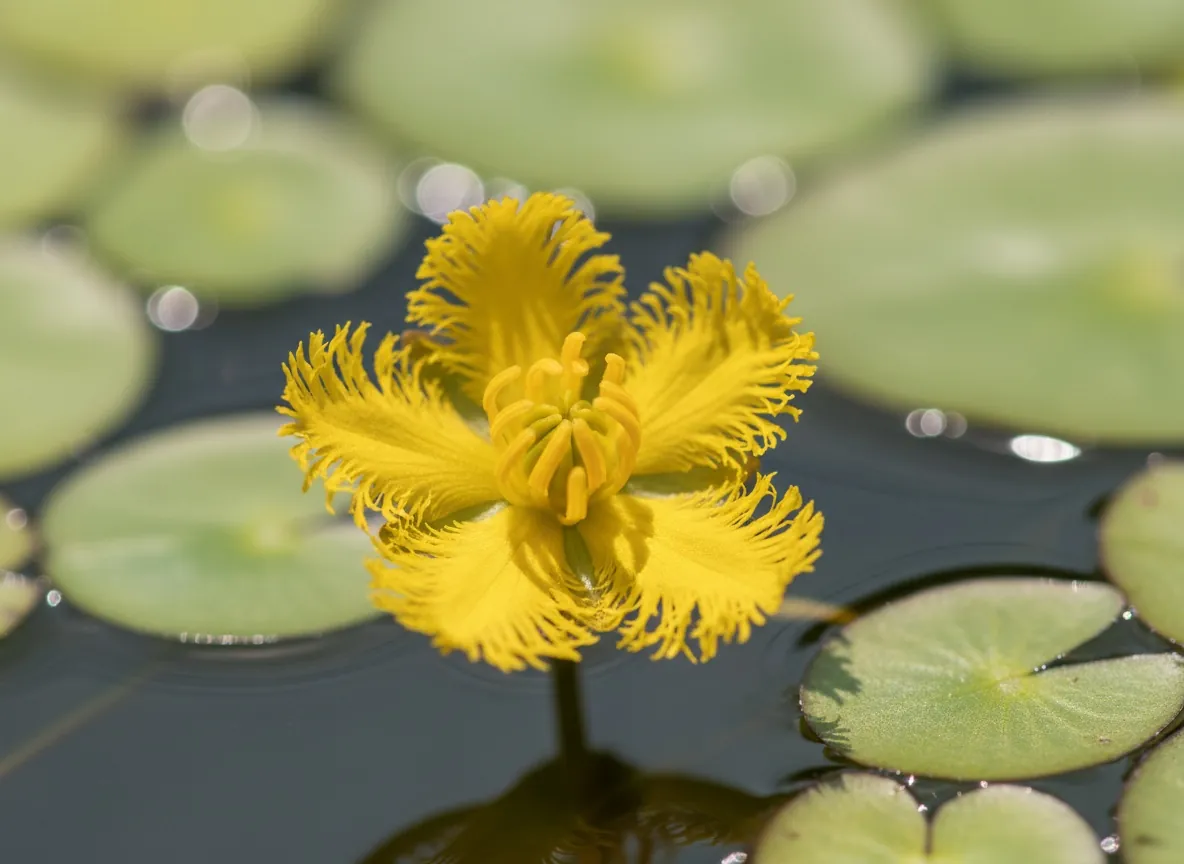 Gelbe Blüte der Seekanne mit gewimperten, zerschlissenen Blütenblatträndern