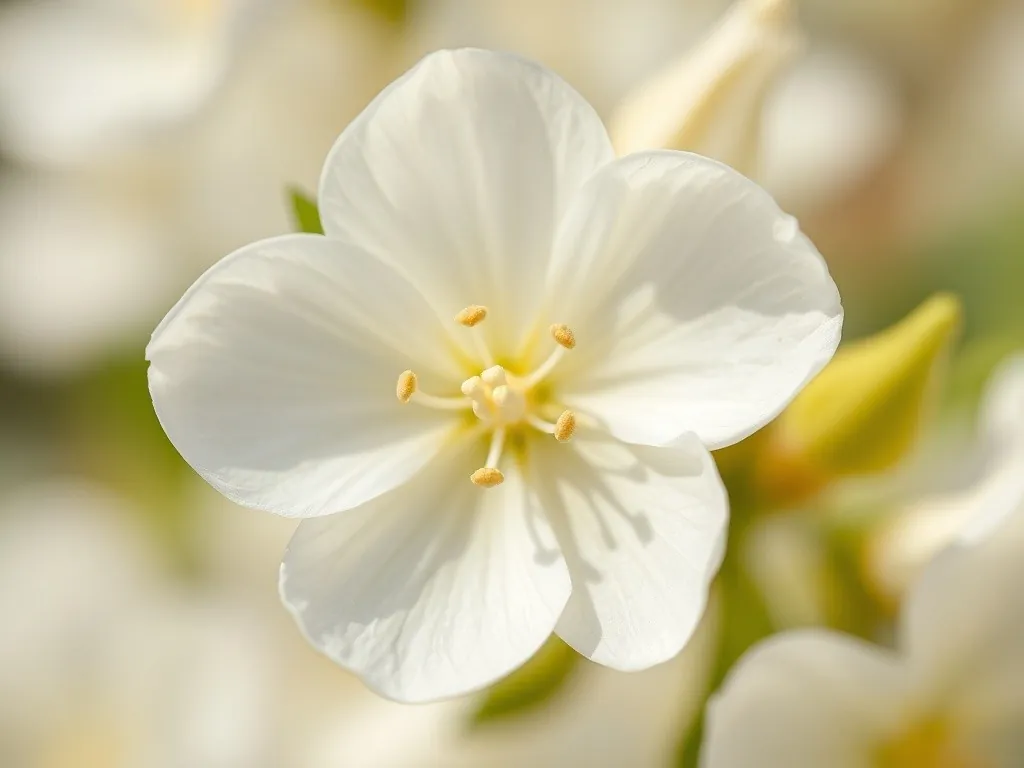 Close-up of the white, four-petalled flowers of sweet mock-orange