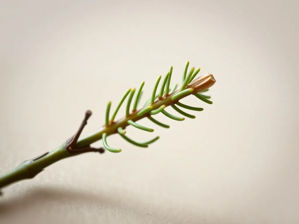 Close-up of the soft, glossy needles of the Nordmann fir
