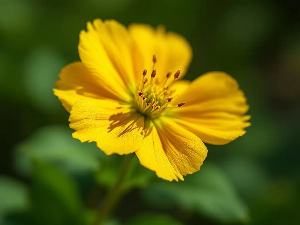 Close-up of the glossy, yellow flowers of the marsh marigold