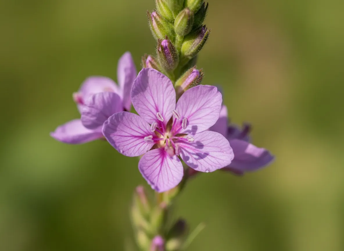 Close-up of the pink-violet, spike-like inflorescence of purple loosestrife