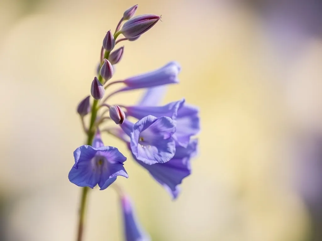 Close-up of the spurred flowers of the candle larkspur