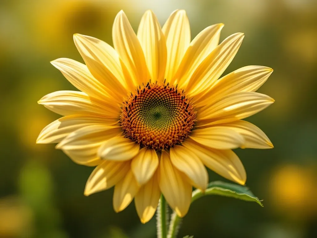 Nahaufnahme des Sonnenblumenkorbs mit der Anordnung der Samen