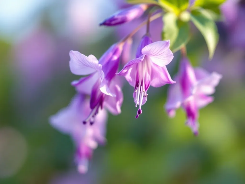 Close-up of a hanging cluster of fragrant wisteria flowers